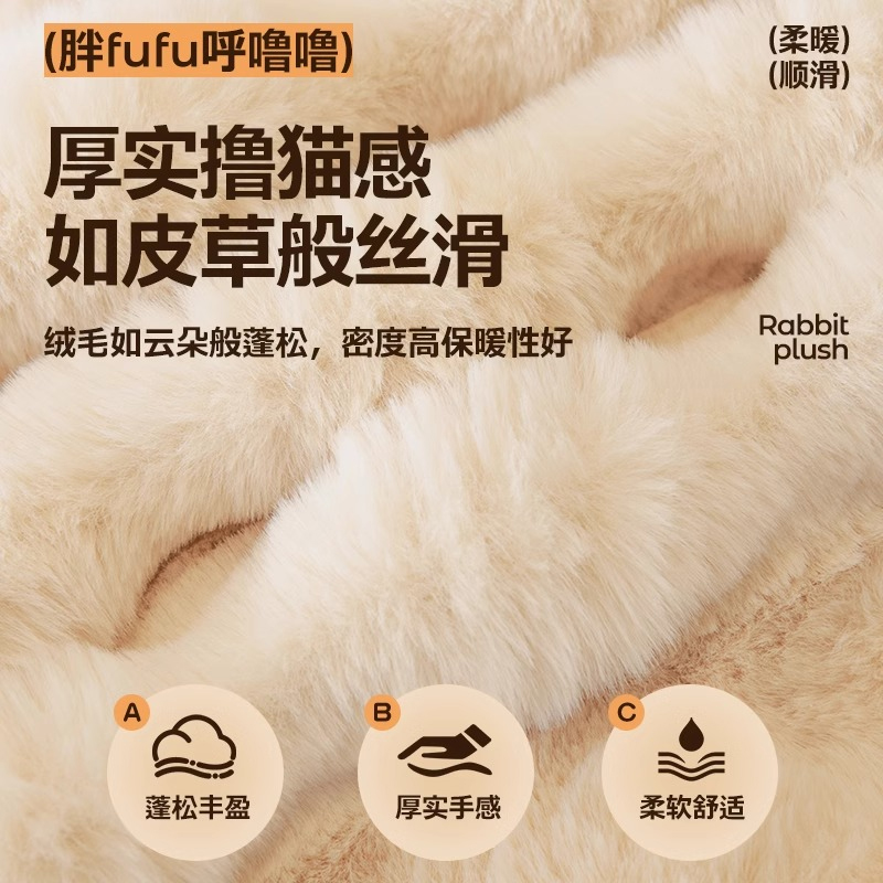 沙发盖布2025新款兔毛绒冬季沙发巾一整张全盖垫子奶油风沙发套毯 - 图1