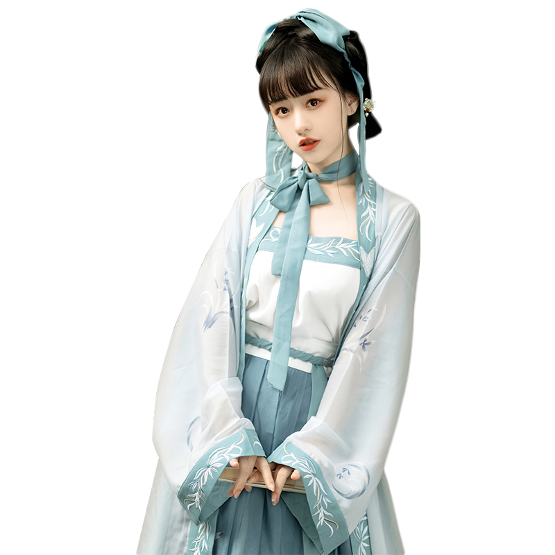 幽吧旗舰店幽吧【墨兰】宋制汉服女对襟正品原创抹胸一片式褶裙齐腰汉服襦裙3