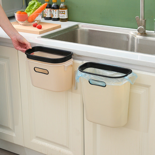 Kitchen wall-mounted bathroom plastic no-punch trash can