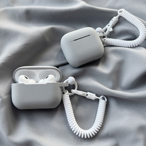 高级灰色硅胶软壳Airpodspro3保护套Airpods4代保护壳一体式适用苹果蓝牙耳机3代简约纯色ipodpro2第二代四代 - 图1