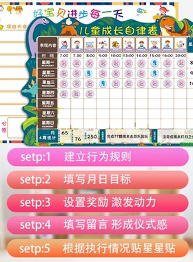 儿童成长自律表贴墙奖励积分卡片