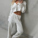 Casual fashion home wear loose tops straight trousers