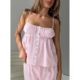 Fashionable hot girl striped camisole home two-piece set
