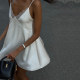 European and American sexy hotties V-neck backless satin dress