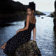 Casual temperament polka dot print slim-fit suspender skirt