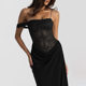 Sexy pure erotic mesh patchwork suspender dress