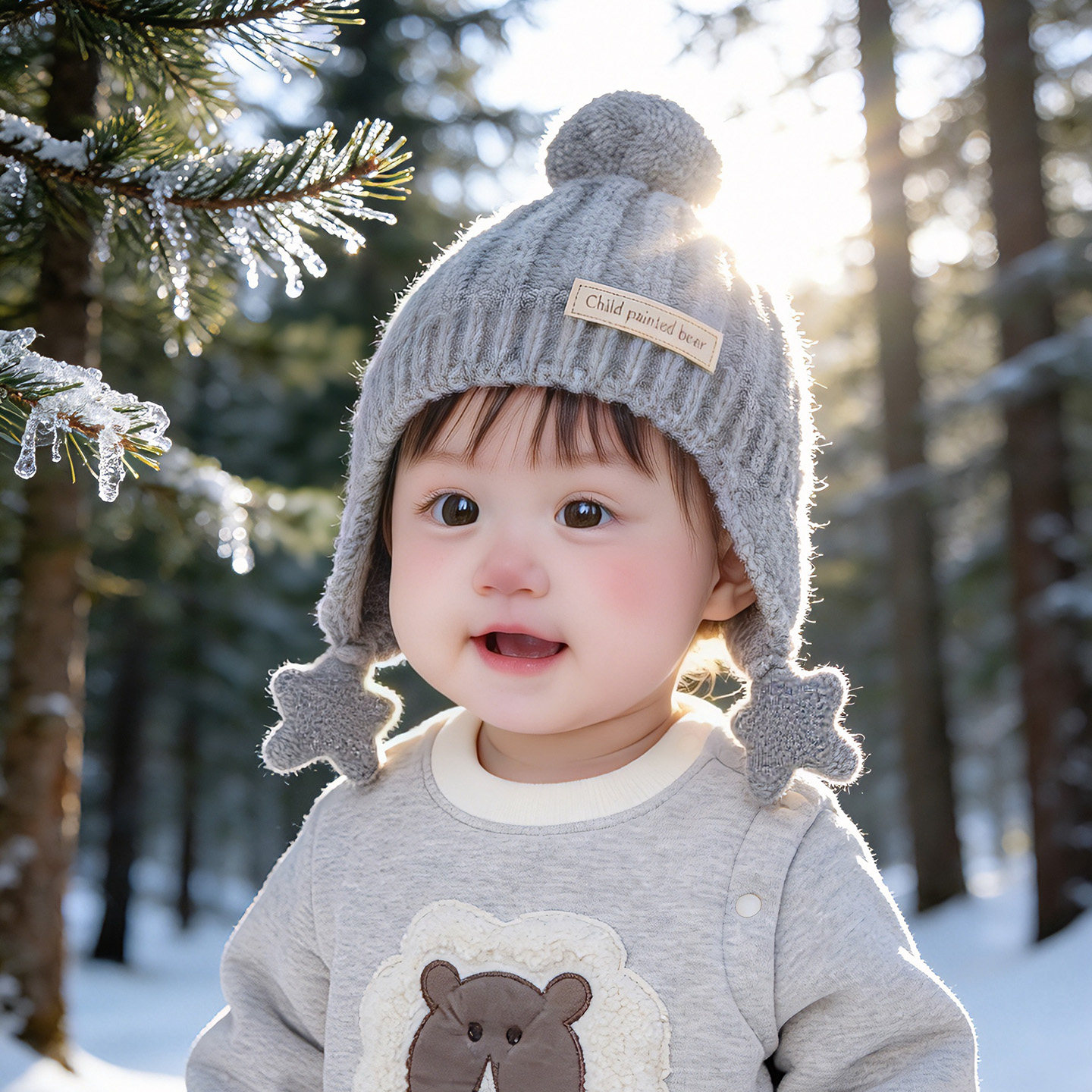 宝宝帽子冬季可爱婴儿男童星星护耳帽保暖秋冬防风女孩针织毛线帽,淘宝优惠券,粉丝福利购,淘宝优惠卷