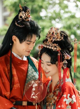 羽钿坊婚冠唐风流苏汉服情侣