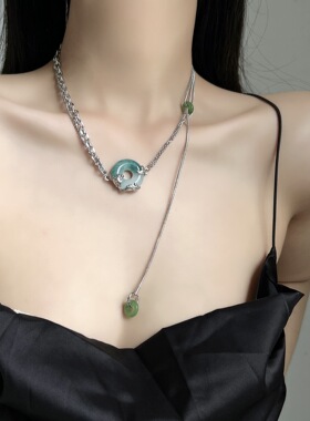 新中式拼接玉石项链女设计感小众