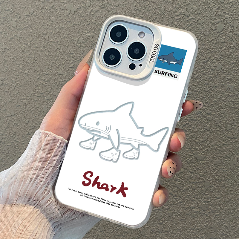 穿鞋鲨鱼适用iphone17promax手机壳16潮牌ip15苹果14plus搞怪13mini欧美12山海经11抽象x男xr彩银xs/8p/7/air - 图2