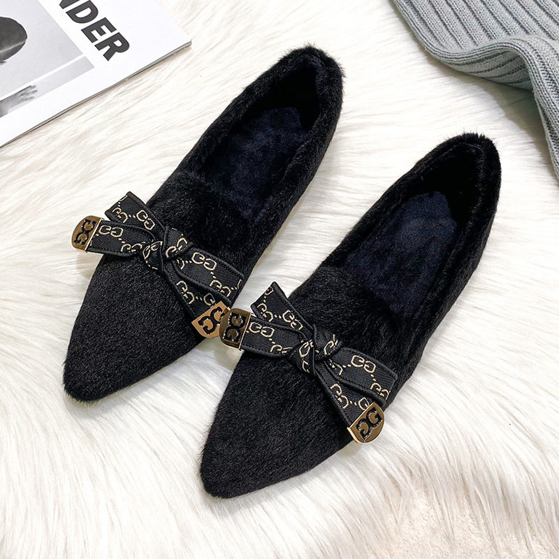 毛毛鞋女冬外穿2023新款加绒棉鞋瓢鞋大码单鞋41-43一脚蹬豆豆鞋,淘宝优惠券,粉丝福利购,淘宝优惠卷