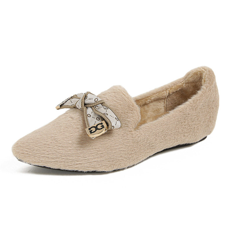 毛毛鞋女冬外穿2023新款加绒棉鞋瓢鞋大码单鞋41-43一脚蹬豆豆鞋,淘宝优惠券,粉丝福利购,淘宝优惠卷