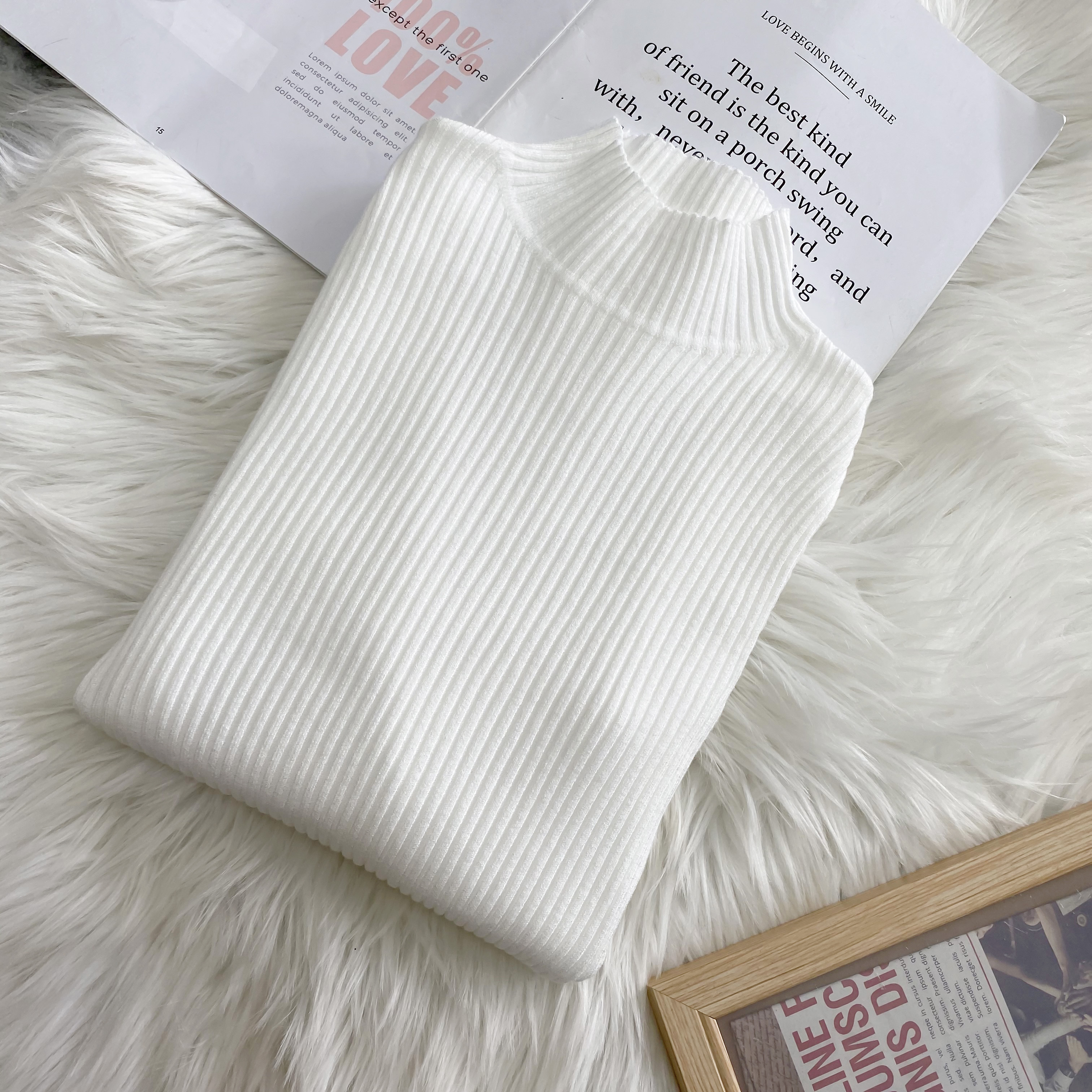 【第二件0元】半高领打底衫女士毛衣 和艺风毛衣