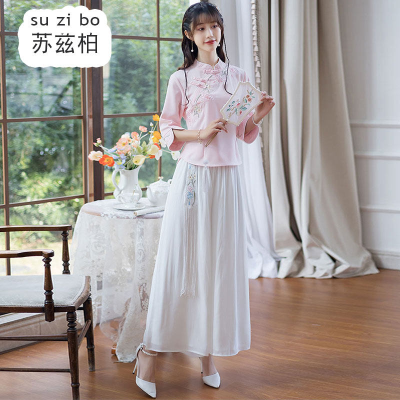 中式旗袍上衣美容院足浴师采耳汉服 苏兹柏上衣
