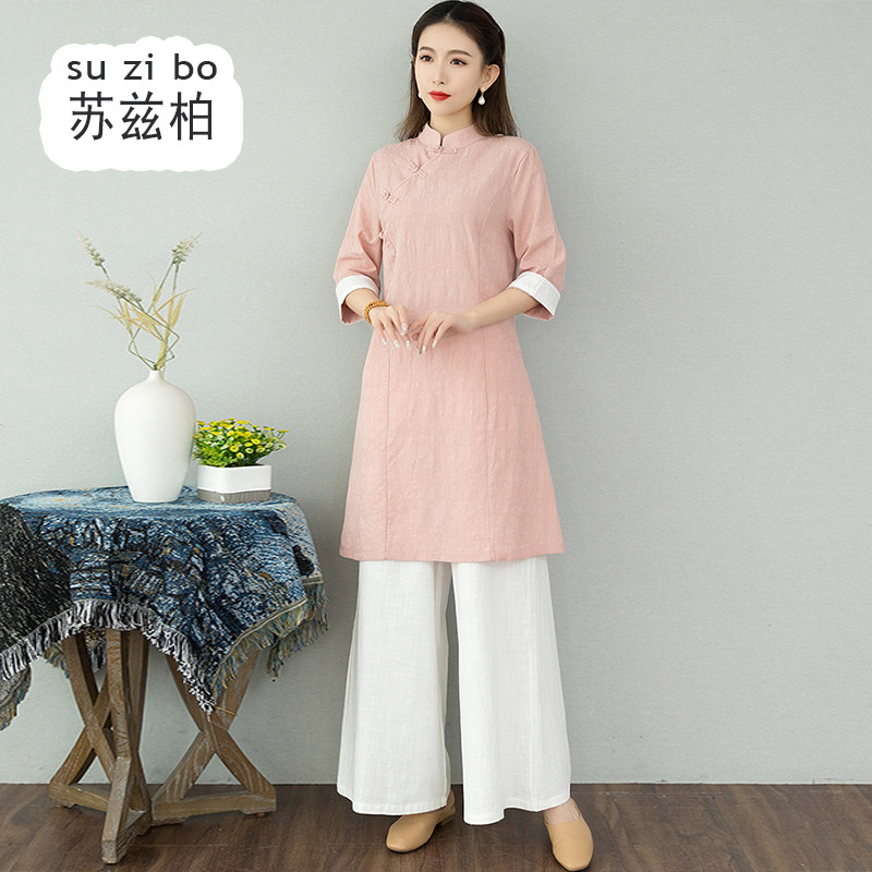 中医馆茶楼采耳师复古唐装女工作服 苏兹柏上衣