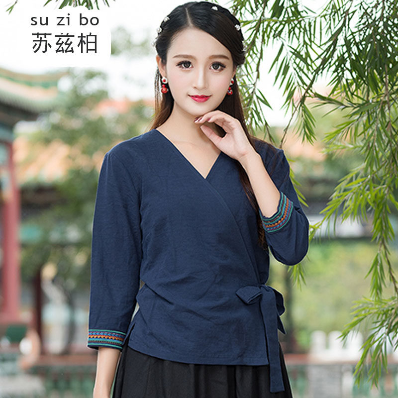 红色中国风改良日常汉服交领上衣 苏兹柏上衣