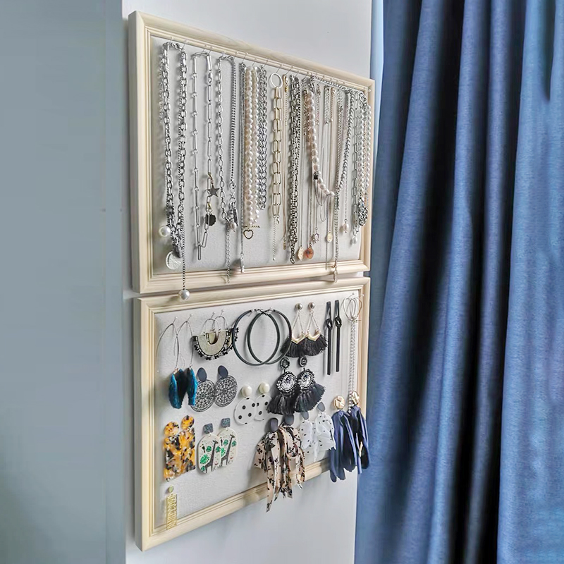 实木相框板挂墙耳环架女家用首饰架收纳耳钉耳饰项链架饰品展示架,淘宝优惠券,粉丝福利购,淘宝优惠卷
