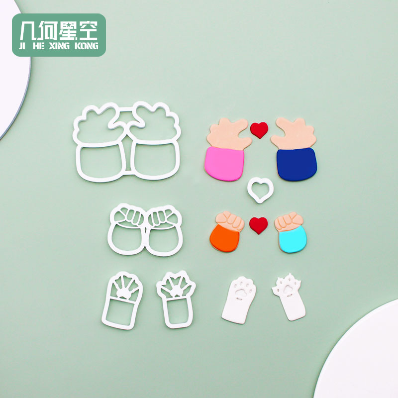 猫狗一家人比心翻糖切模 大手小手猫狗生日蛋糕翻糖烘焙装饰模具 - 图3