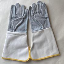 Two-story cow leather composite large sleeve index finger lengthened strip electric welded anti-heat and anti-wear protection Lauprotect gloves