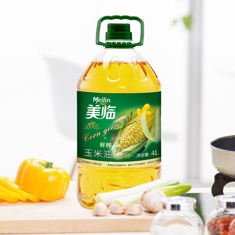 美临鲜榨玉米油物理压榨食用油4L桶装家用烘焙一级植物油