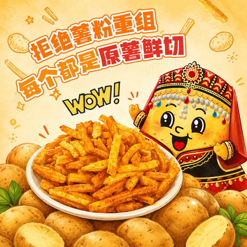 馋解香贵州网红零食麻辣味土豆丝香辣味开阳特产薯条洋芋丝小零食 - 图0