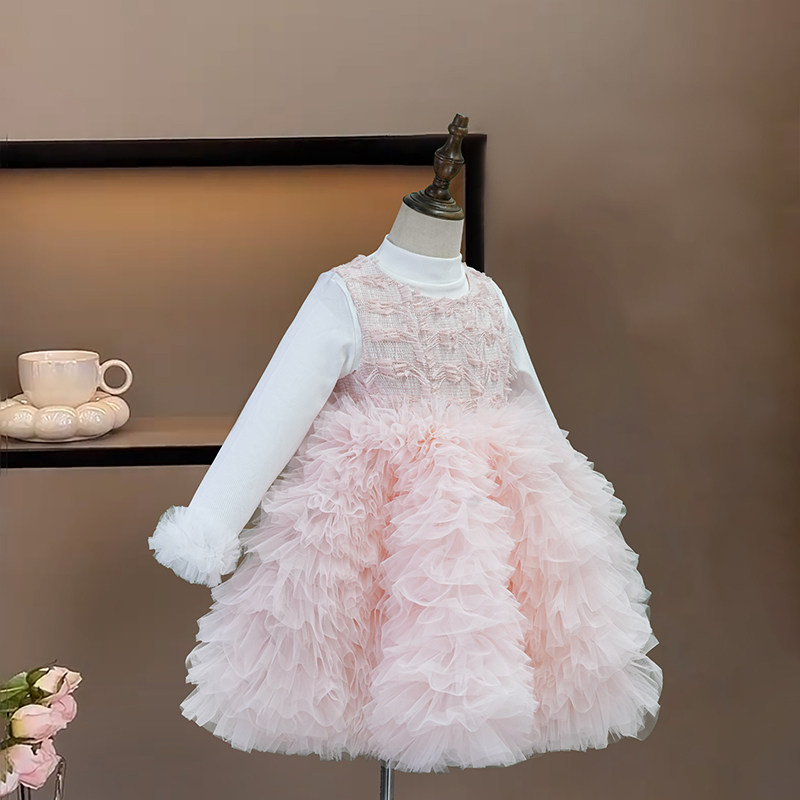 女童连衣裙秋冬款小女孩高级感生日公主裙洋气儿童粉色礼服蓬蓬裙,淘宝优惠券,粉丝福利购,淘宝优惠卷