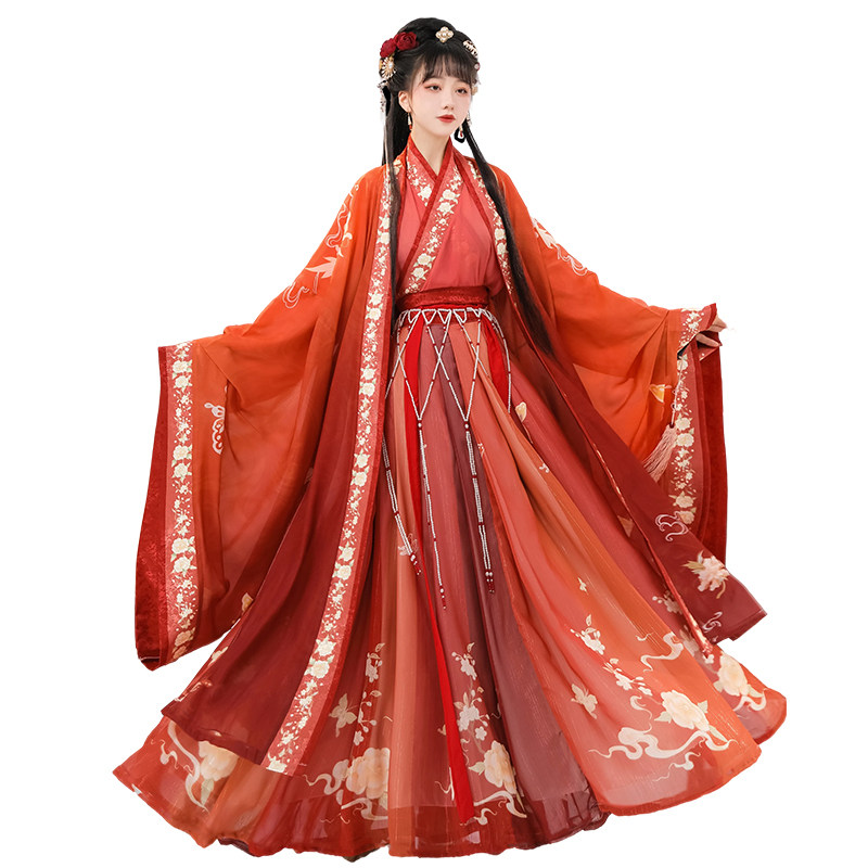 蝉佩新款原创风中国风宋制红色汉服 蝉佩汉服