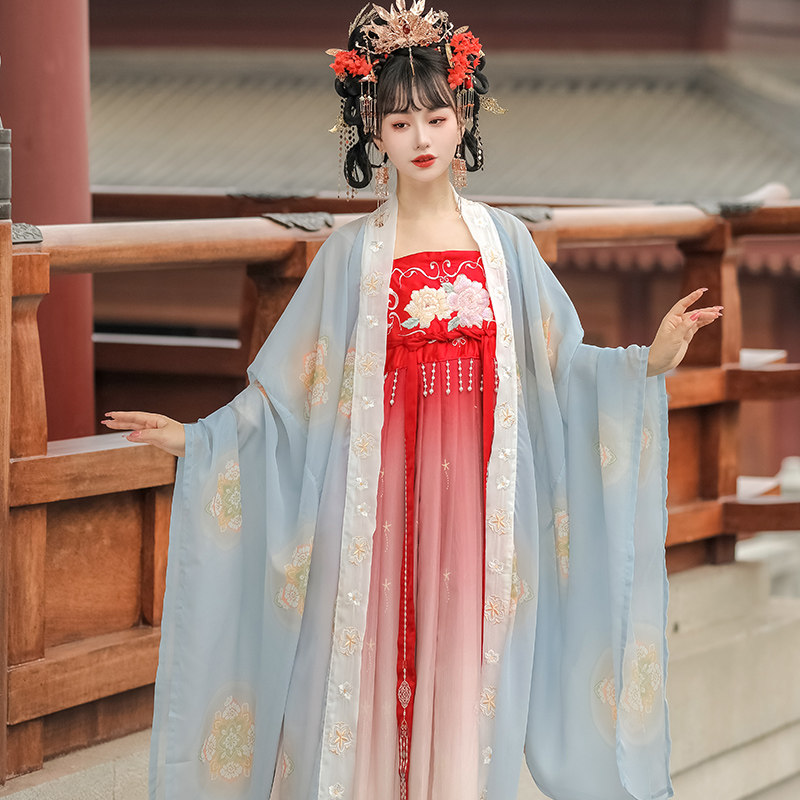 原创汉服红色大袖衫裙中国风婚服 蝉佩汉服