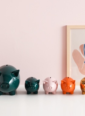 速发陶瓷小猪存钱罐装r饰摆件不可取可爱招财儿童零钱储蓄罐大