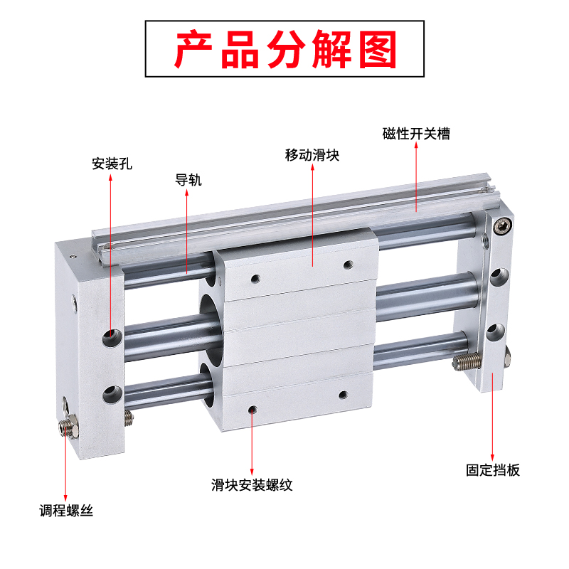 CY1L无杆气缸长行程滑台磁耦式无杆气缸CY1L6H-100/150/200-B/A73 - 图1