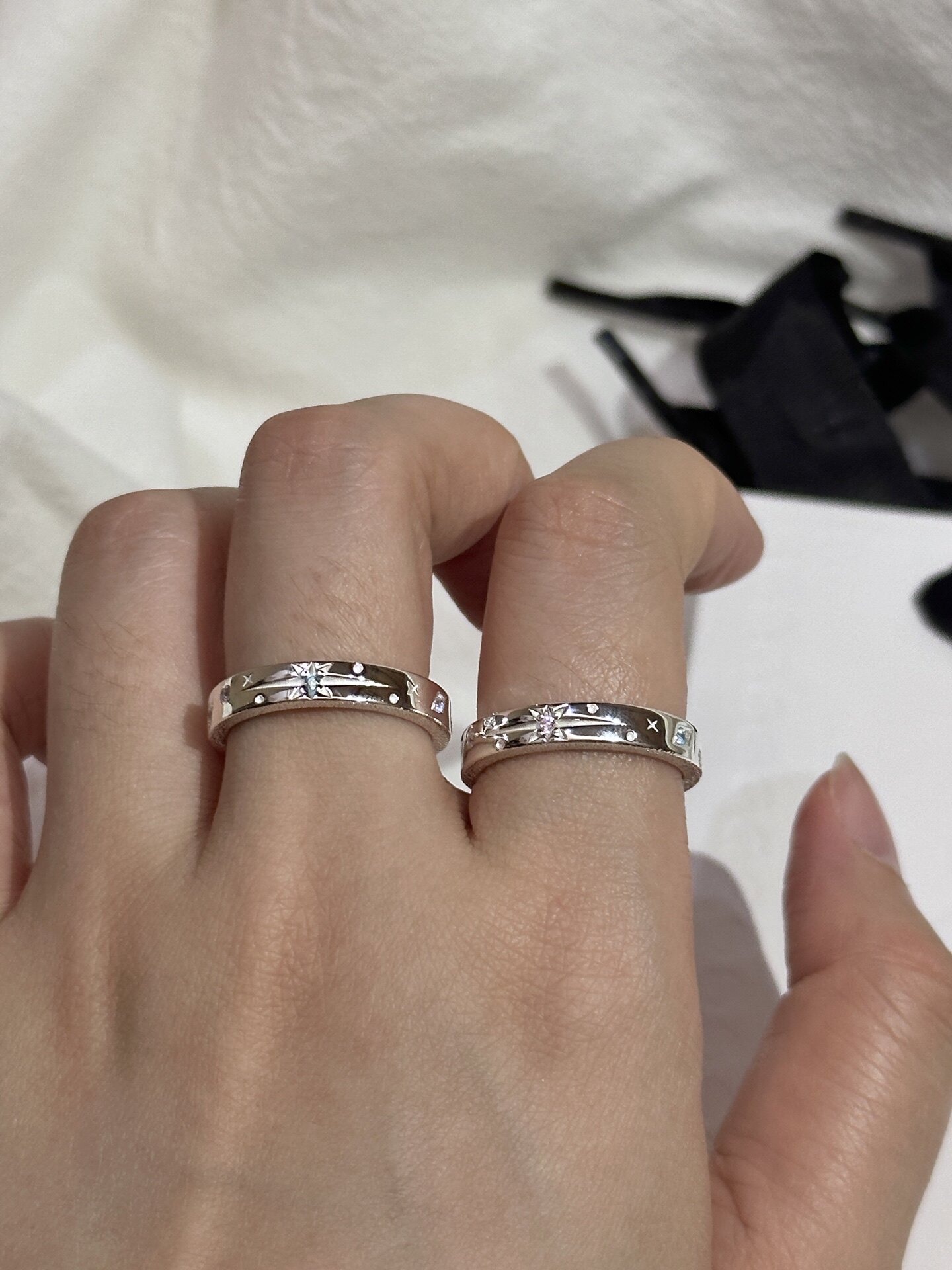 Bell custom/fish to star couple ring s925 sterling silver closed ring anniversary gift for girlfriend
