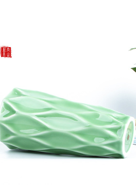 空山新雨 创意大号玫瑰花插陶瓷花瓶 龙泉青瓷中式家居装饰品摆件
