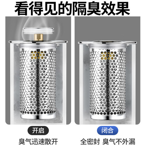 潜水艇洗手盆洗脸池漏水塞防臭弹跳过滤网下水器按压面盆通用配件 - 图2