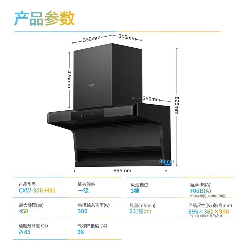 【以旧换新立省20%】华凌抽油烟机小型大吸力家用厨房排烟机H51