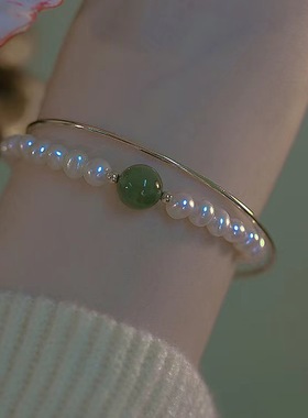 青黛珍珠手链女新中式高级感小众设计百搭高颜值精致闺蜜手串珠士