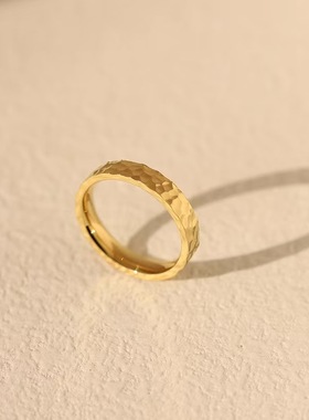 碎冰冰超闪素圈高保色不掉色戒指女中式复古高级感精致百搭戒指男