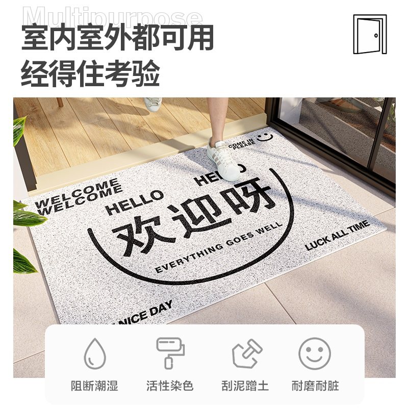 入户门地垫乔迁pvc门垫门口垫子进门家用防滑耐磨丝圈脚垫可裁剪_虎窝淘