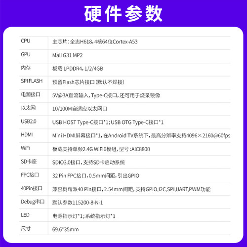 野火鲁班猫A0卡片电脑全志H618开发板Linux安卓主板AndroidTV板卡 - 图2