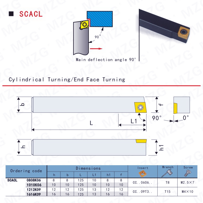 MZG无偏头自动车床车刀刀杆SCACR SCACL 1010H06 1212H09 1616H09 - 图2