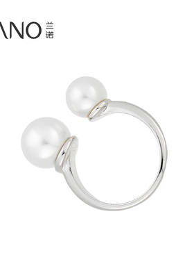 兰诺珍珠开口戒指女小众设计轻奢高级感2025新款爆款可调节尾戒指