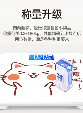 体重秤电子称家用精准蓝牙体脂秤卡通人体秤健康秤称重器