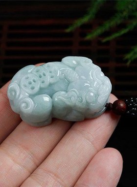 天然翡翠A货精雕工貔貅吊坠玉坠D玉石挂件三钱皮丘男女款民族风