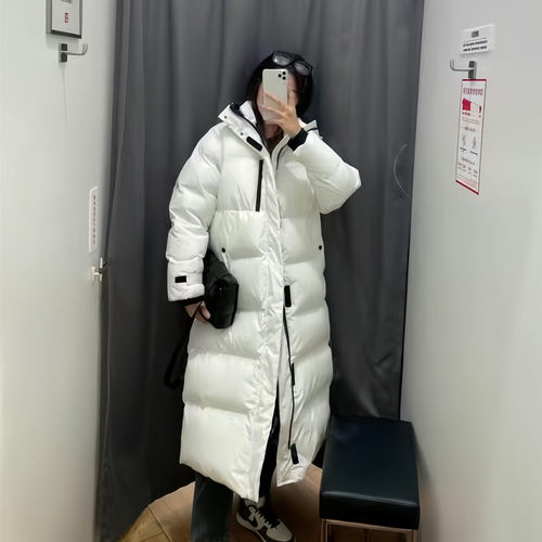中长款白色连帽羽绒棉服女冬加厚2025年新款时尚休闲百搭面包服潮 - 图3