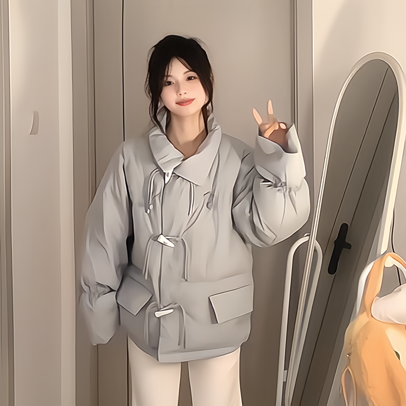 超好看奶呼呼牛角扣短款羽绒棉袄女2025冬季新款小个子加厚面包服,淘宝优惠券,粉丝福利购,淘宝优惠卷