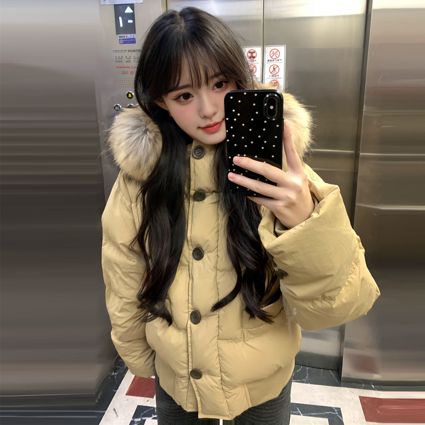 韩国高级感大毛领连帽短款羽绒棉袄女冬2025巨好看超火小个子棉服,淘宝优惠券,粉丝福利购,淘宝优惠卷