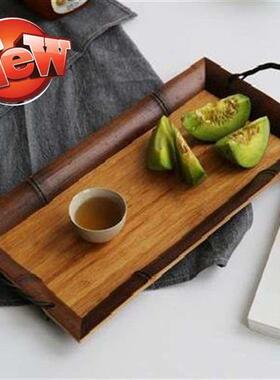 配件托盘家用果盘 茶道茶几茶盘手工竹编酒店a收纳可拎竹制 长i.