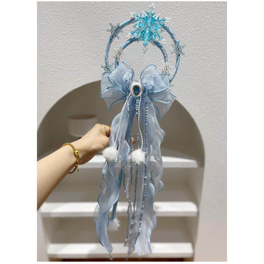 冰雪奇缘爱莎公主发光权杖围脖皇冠魔法棒小女孩发饰重工宝石皇冠 - 图0