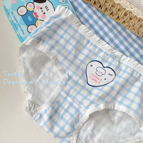 puppy没烦恼~可爱少女内裤纯棉小狗中腰包臀印花三角裤舒适日系 - 图3