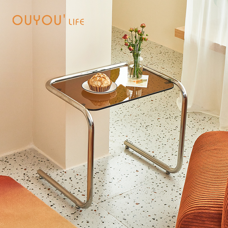 北欧小户型沙发边玻璃边几中古简约卧室床头边柜迷你网红客厅角几 - 图2