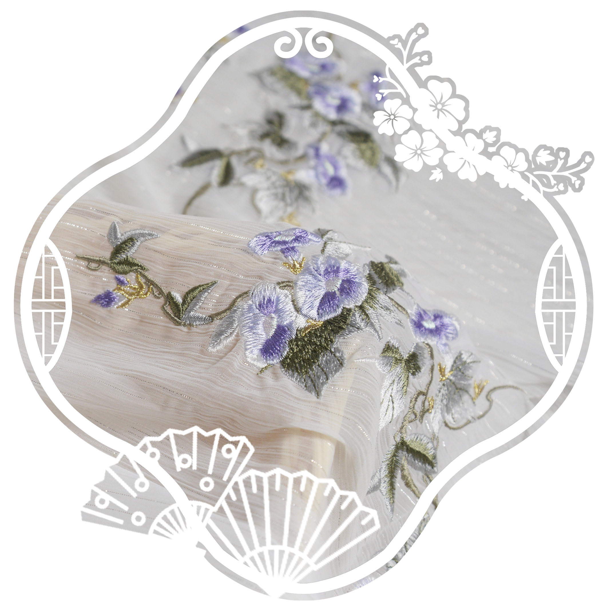 朝颜牵牛花绣花娃衣/棉花娃娃/BJD/3分/4分/6分/ob diy材料面料,淘宝优惠券,粉丝福利购,淘宝优惠卷